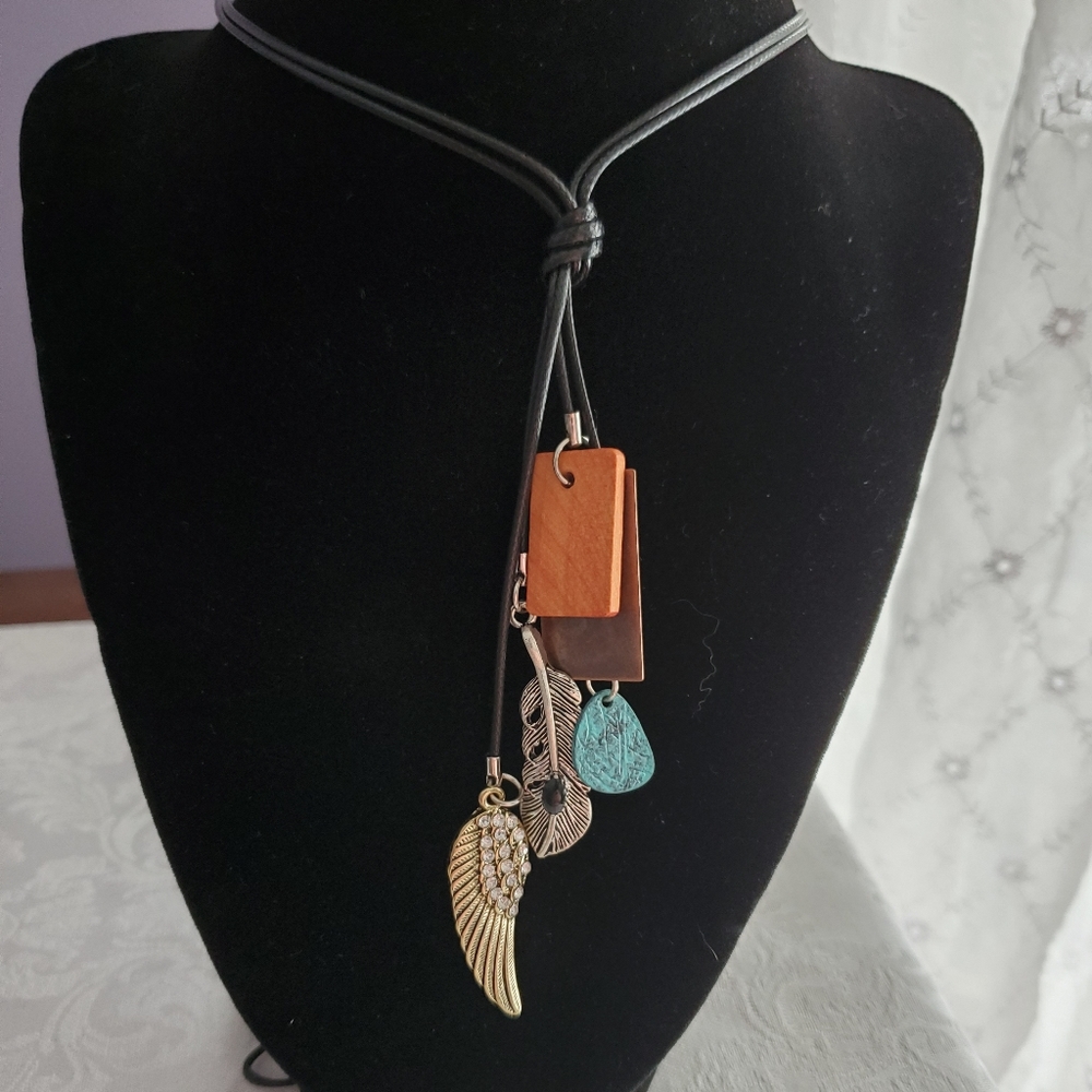 Mixed Media Necklace | Angel Wing | New